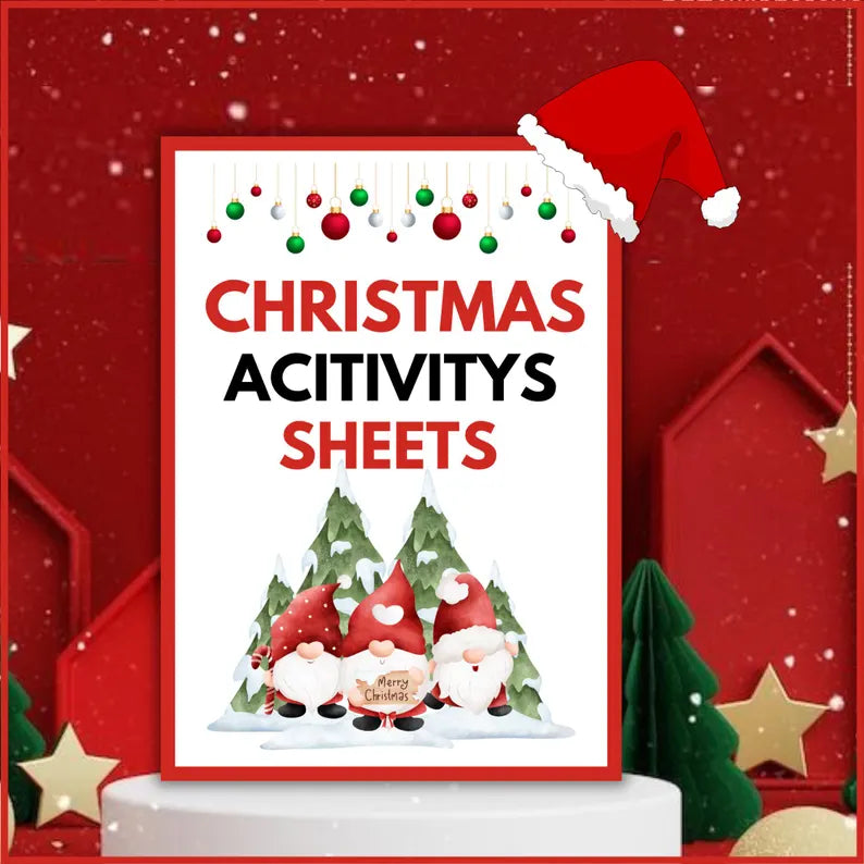 Christmas Kids Activity Sheet 110+, Free Stickers 100+, Birth of Jesus Craft, Xmas Activity Mat, Classroom Activity, Digital Download