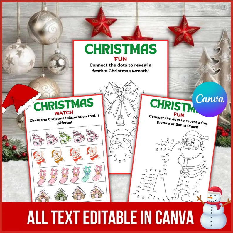 Christmas Kids Activity Sheet 110+, Free Stickers 100+, Birth of Jesus Craft, Xmas Activity Mat, Classroom Activity, Digital Download
