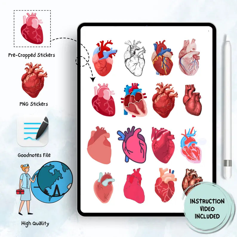 11580+ Medical Stickers Mega Bundle | Goodnotes Stickers | Nurse Stickers | Human Body Sticker | Free Digital Paper | Pre-cropped | HD PNG