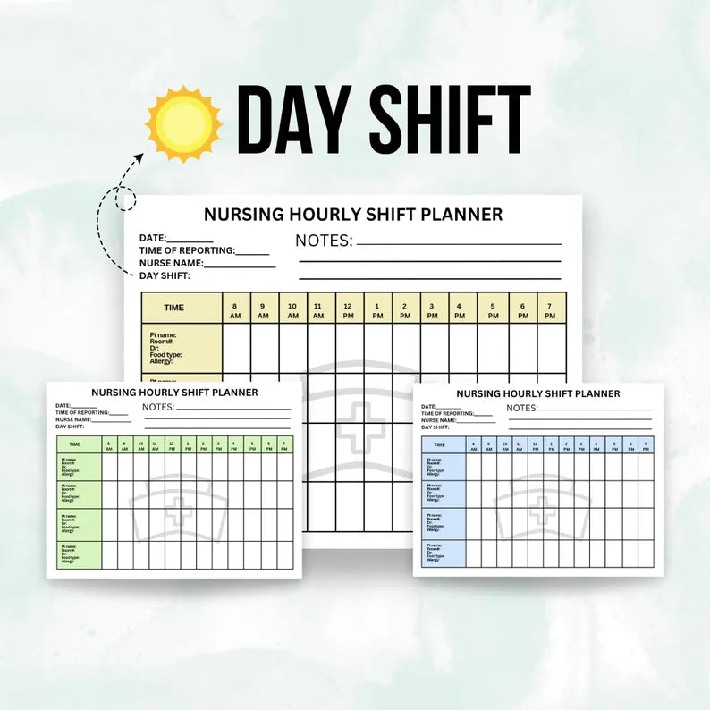 Nurse Hourly Shift Planner Editable | 4 Patient Medication | Report Sheet Nurse | Nurse Shift Day/Night Planner | Medsurg Report Sheet