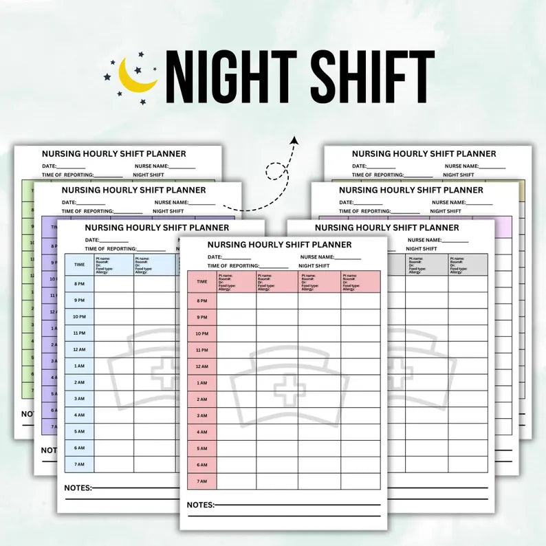 Nurse Hourly Shift Planner Editable | 4 Patient Medication | Report Sheet Nurse | Nurse Shift Day/Night Planner | Medsurg Report Sheet