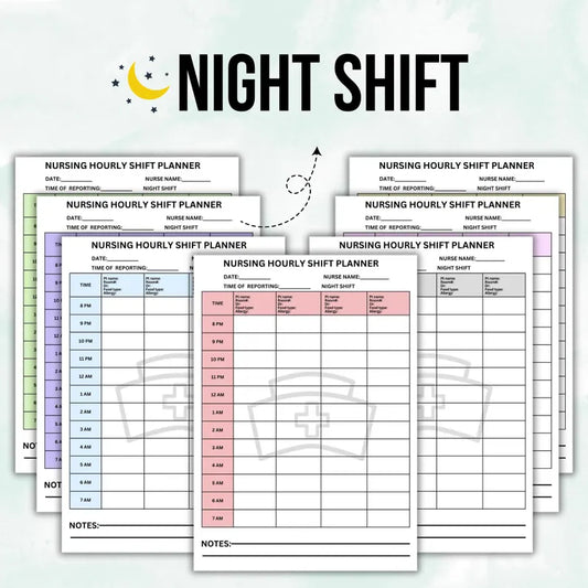 Nurse Hourly Shift Planner Editable | 4 Patient Medication | Report Sheet Nurse | Nurse Shift Day/Night Planner | Medsurg Report Sheet