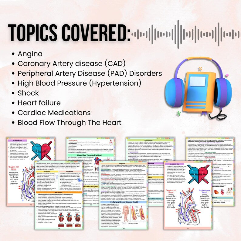 Cardiovascular Audiobook, Heart Health Study, Cardiology Study Guide, Clinical Medicine Audio, NCLEX Study Material, Instant Download