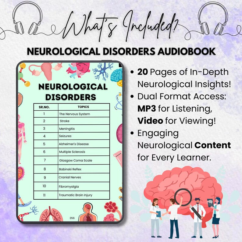 Neurological Disorder Audiobook, Nervous System Study Guide, Neuro Nursing Audiobook, Nursing School Neuro Guide, Neuro Exam Study Material