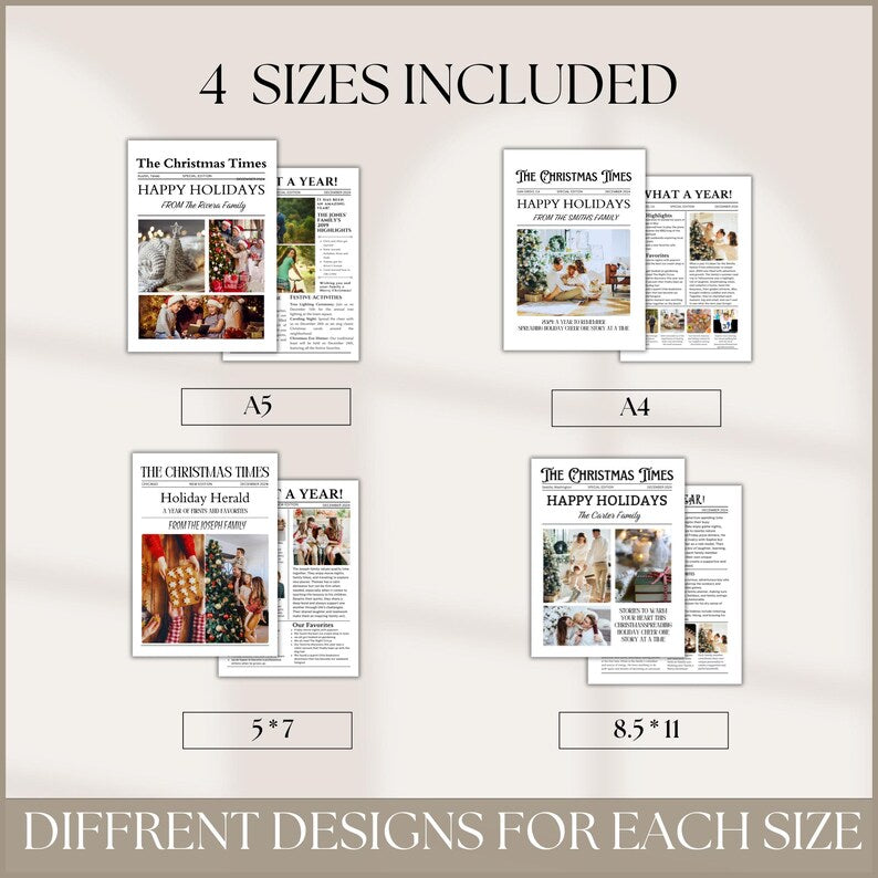 Year in Review Christmas Card Newsletters, Custom Newspaper, Christmas Letter, Editable Newsletter Template, Holiday Newsletter, Canva Edit