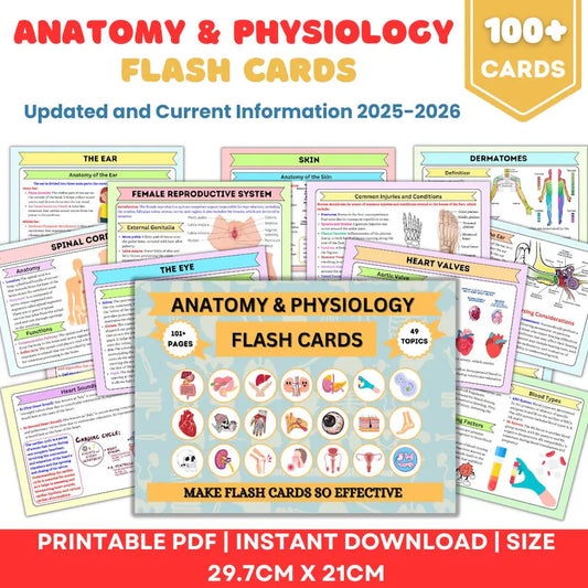 Anatomy & Physiology Flashcards – 49 Topics (Printable PDF)