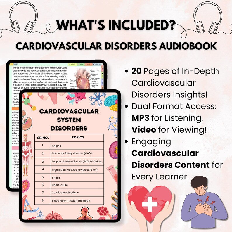 Cardiovascular Audiobook, Heart Health Study, Cardiology Study Guide, Clinical Medicine Audio, NCLEX Study Material, Instant Download
