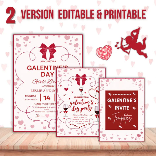 10+ Galentines Girls Party Night Invitation, Free Valentine Sticker, Valentines for Girls, Animated Invite, ladies night out, Canva Editable