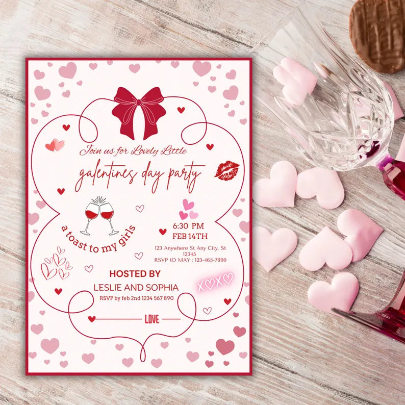 10+ Galentines Girls Party Night Invitation, Free Valentine Sticker, Valentines for Girls, Animated Invite, ladies night out, Canva Editable