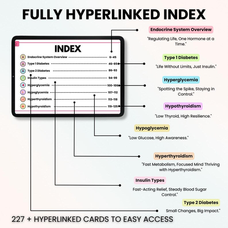 Endocrine Disorder Flashcards Hyperlinked, Nursing Study Guide, Endocrine System, Endocrine Disorder Study Card, Digital PDF, Nursing School