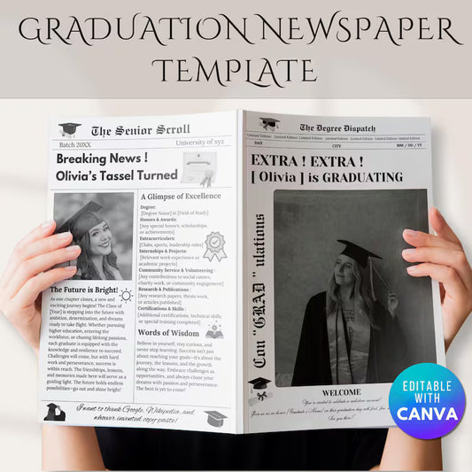Graduation Newspaper Fully Editable Template (Editable Template)