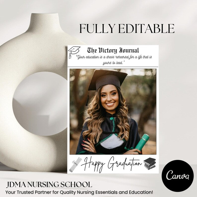 Graduation Newspaper Fully Editable Template, Graduation Newspaper Invitation, Canva Template, Graduation News Letter, Instant Download