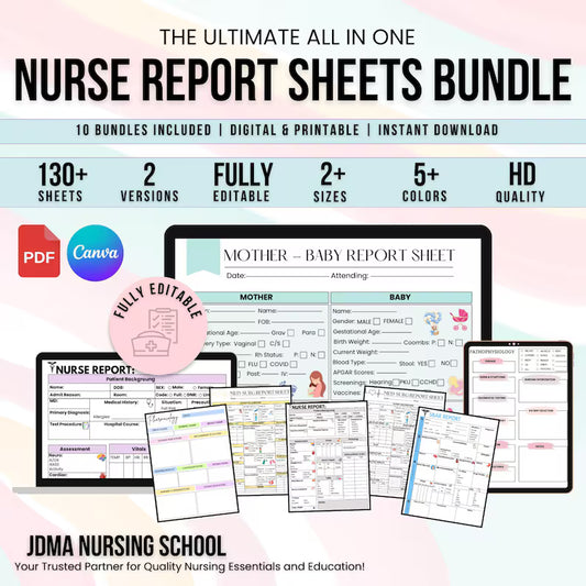 Nurse Report Sheet Mega Bundle – 130+ Templates: Med Surg, ICU, SBAR & More (Editable)