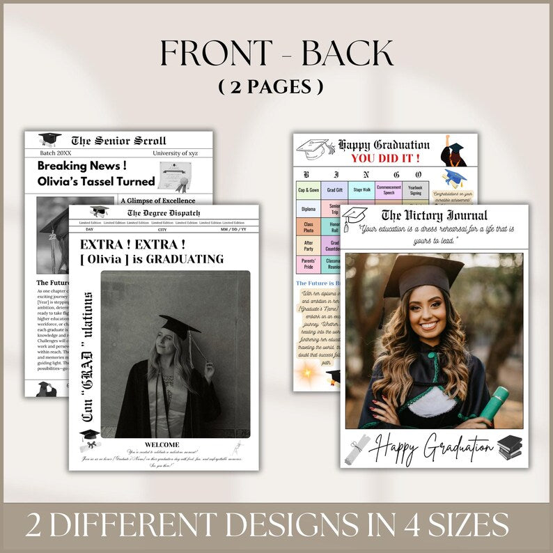 Graduation Newspaper Fully Editable Template, Graduation Newspaper Invitation, Canva Template, Graduation News Letter, Instant Download