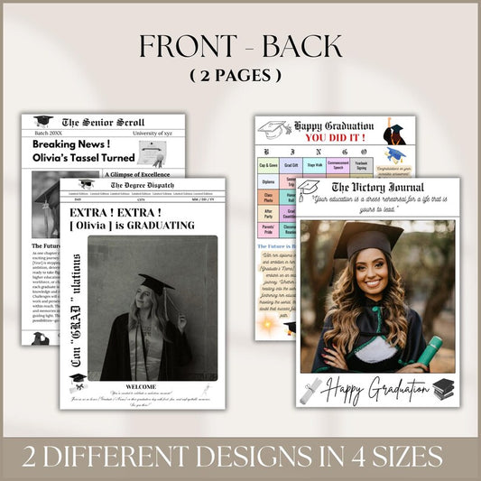 Graduation Newspaper Fully Editable Template, Graduation Newspaper Invitation, Canva Template, Graduation News Letter, Instant Download
