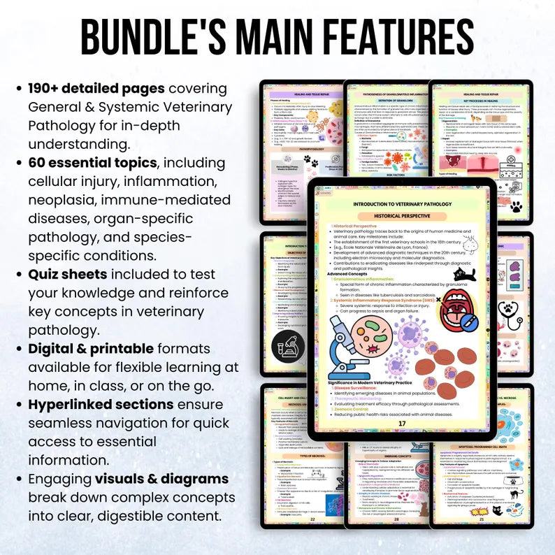 General & Systematic Vet Pathology Notes, Pathology Notes for Students, General Pathology Notes, Animal Pathology, Vet Med Study Guide