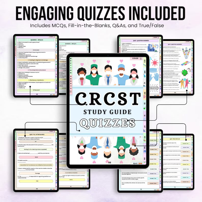 100+ CRCST Study Guide Fully Hyperlinked, Included Quizzes, Sterile Processing Tech, Surgical Tech Study, Digital Download