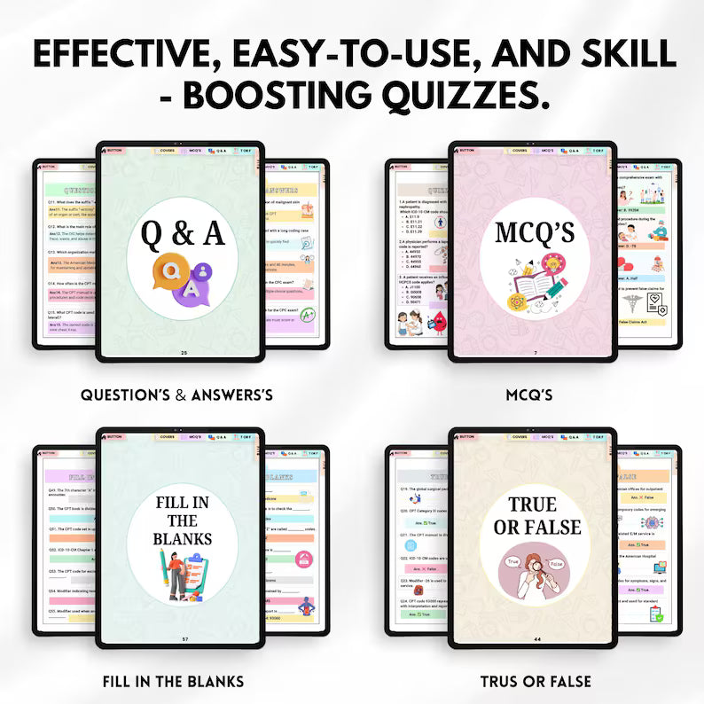 Medical Coding Quiz Hyperlinked Bundle | ICD-10 CPT Practice Questions | Anatomy & Medical Terminology Study Guide | Printable PDF