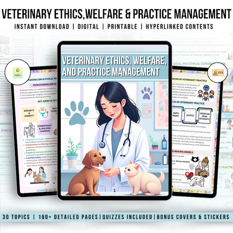 Veterinary Ethics,Welfare & Practice Management Notes, Vet Practice Management, Animal Study Notes, Veterinary Printable, Digital Download