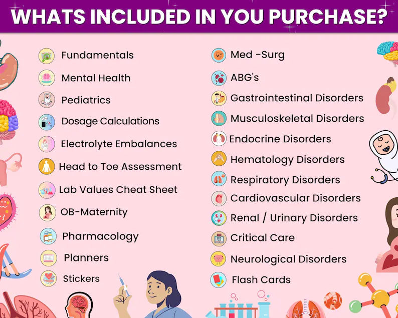 Comprehensive Nursing School Bundle with Hyperlinked | Study Guide Bundle | Nursing School Note | Digital Download | 850+Pages of Study note
