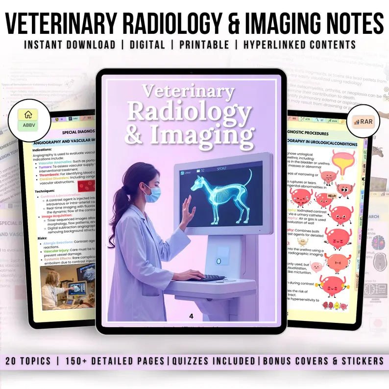 150+ Veterinary Radiology & Imaging Notes Hyperlinked, Radiology Study Guide, Veterinary Education, Veterinary Radiographic Anatomy