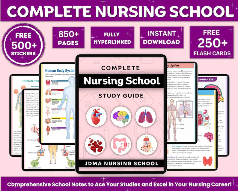Comprehensive Nursing School Bundle with Hyperlinked | Study Guide Bundle | Nursing School Note | Digital Download | 850+Pages of Study note