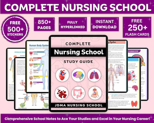 Complete Nursing School Bundle – 850+ Pages of Hyperlinked Study Notes