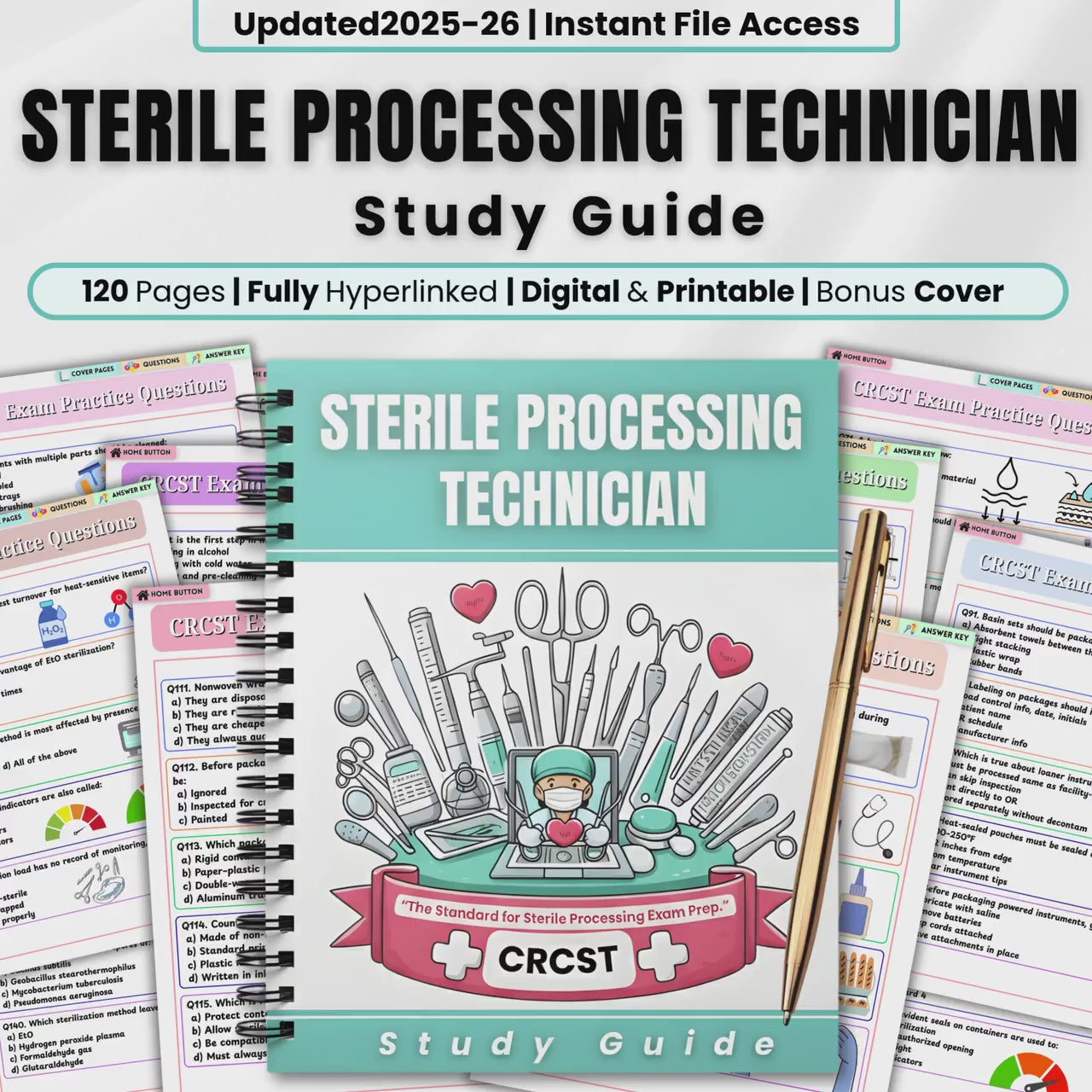 Sterile Processing Study Guide | CRCST Study Resource | 120+ Questions | Nursing Student Material | Instant Download