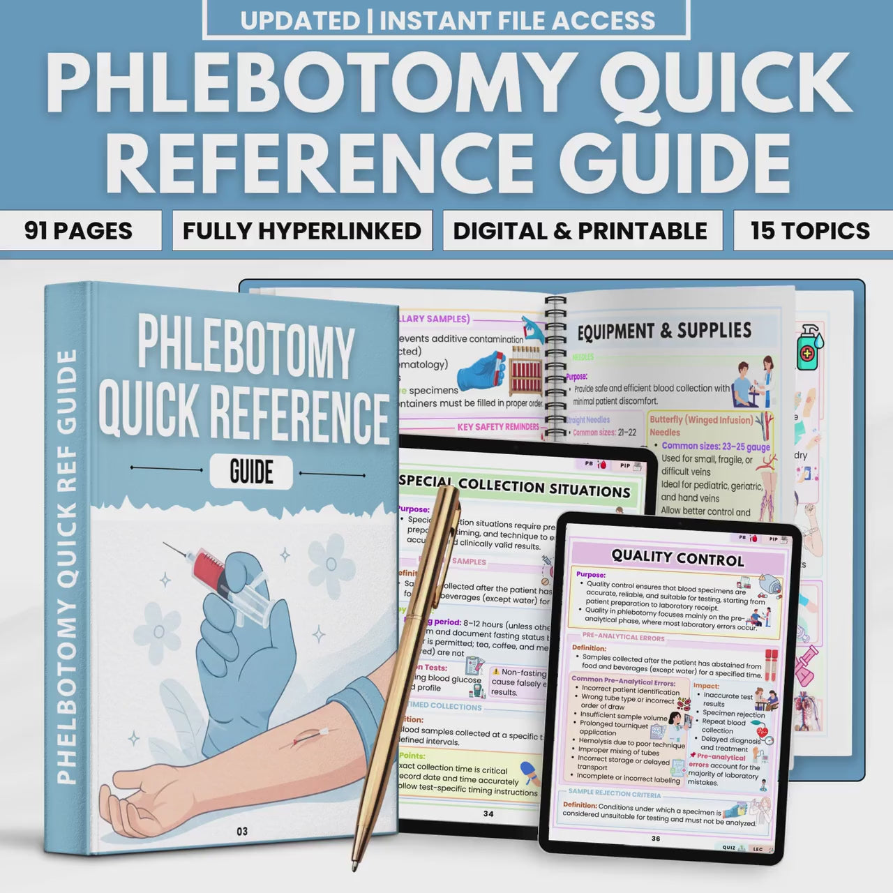 Phlebotomy Reference Guide PDF | Venipuncture Study Notes | Blood Draw & Order of Draw Chart