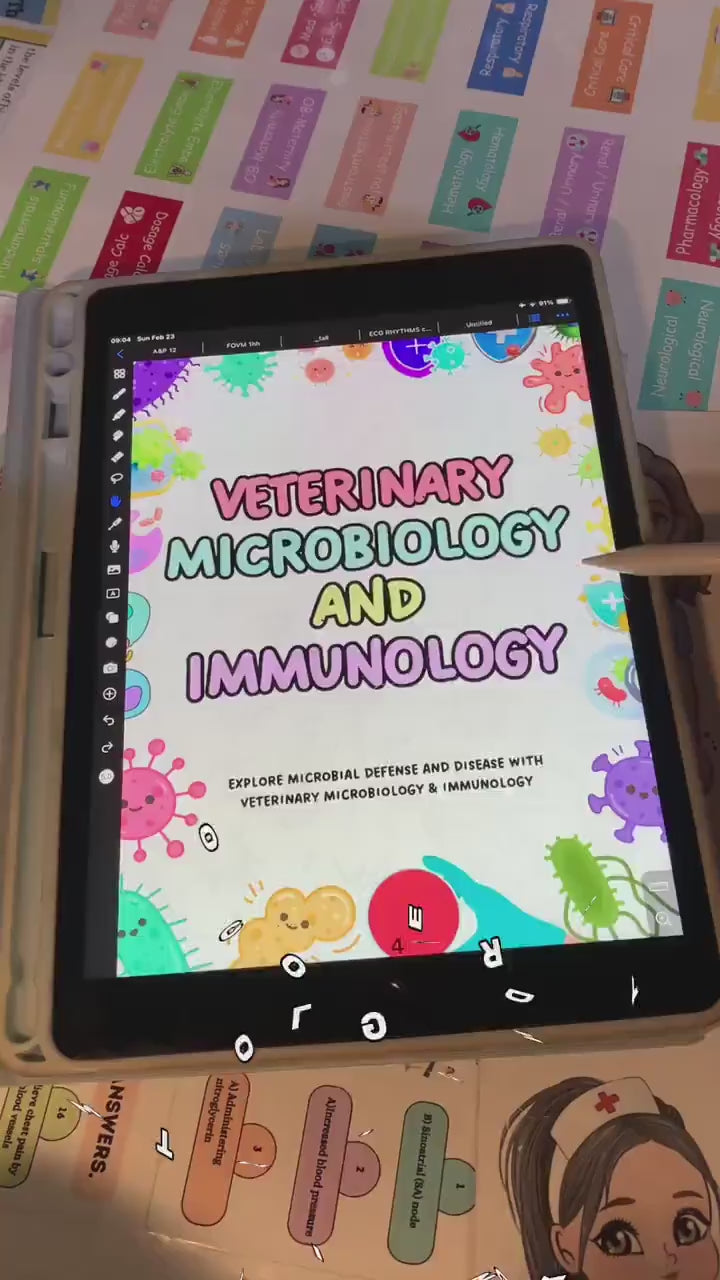 Veterinary Microbiology Bundle Fully Hyperlinked, Bonus Stickers Cover & Quizzes, Digital PDF, Study Guide, Nurse Notes