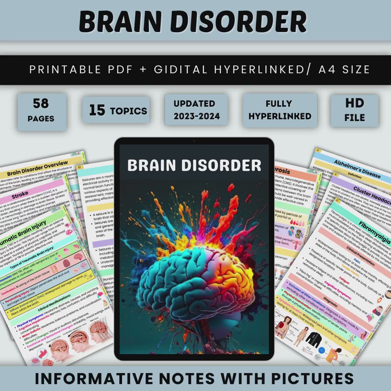 The Brain Disorder System | Disorder Bundle | Med Srug Study | Neuro Nurse Study Guide | Digital Notes PDF | Nervous System Notes