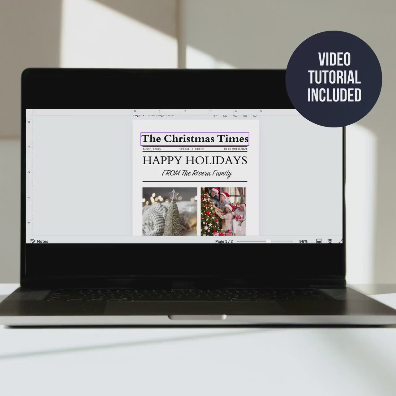 Year in Review Christmas Card Newsletters, Custom Newspaper, Christmas Letter, Editable Newsletter Template, Holiday Newsletter, Canva Edit
