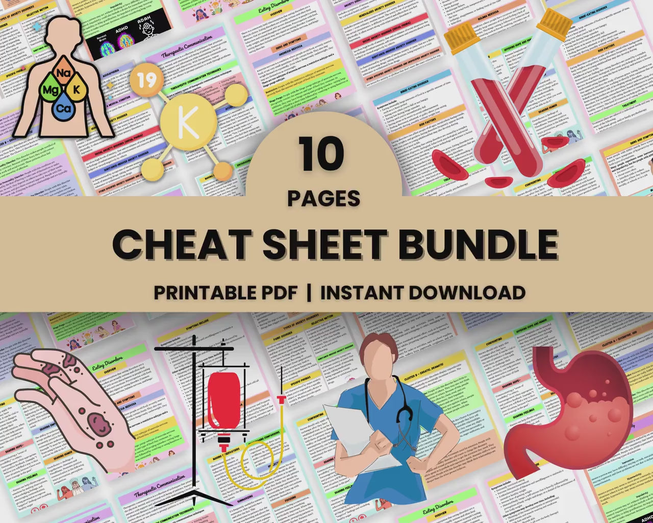 Cheat sheet bundle 10 Pages | Nursing Note | Nurse Cheat Sheet | Instant Download | Printable PDF | Study Guide