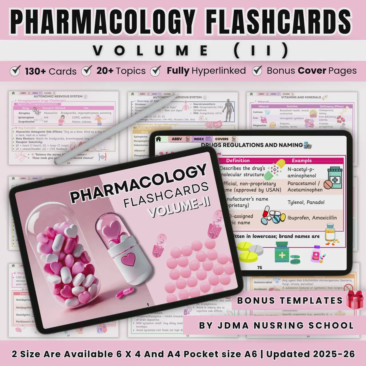 Pharmacology Flashcards Volume II, Nursing Study Cards, Drug Study Guide, Nursing Pharmacology, Pharmacist Study Tools, Instant Download