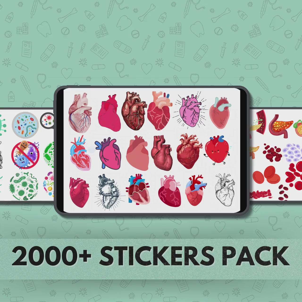 Medical Stickers 2000+transparent back Ground | Pre-cropped | Healthcare Sticker | Human Body Sticker | HD PGN file | Free Digital Paper