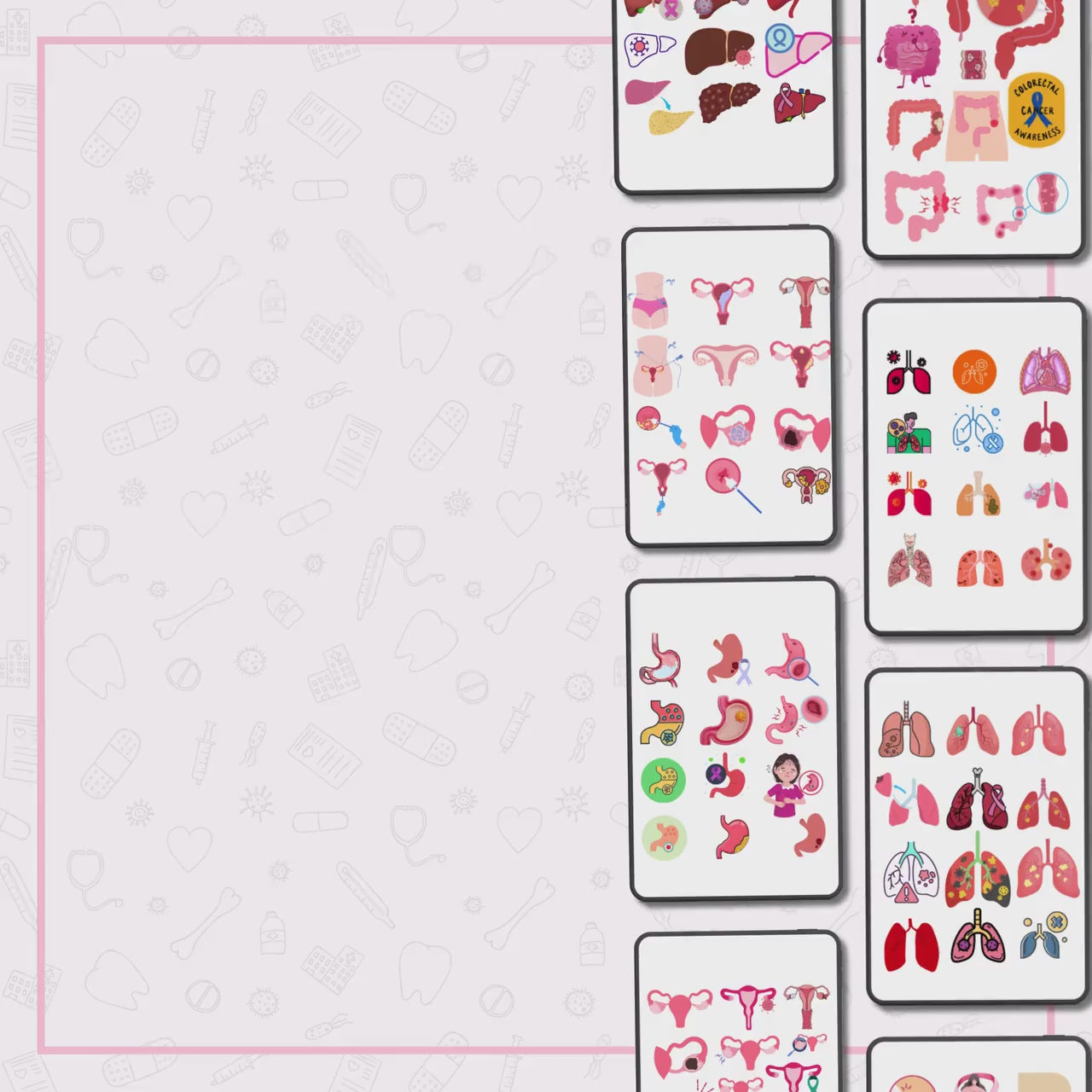 Cancer Stickers Bundle with Digital Paper | Cancer Survivor | Nurse Notes | Med Surg Guide | Breast Cancer | Nursing Study | Digital Sticker