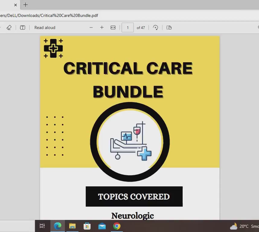 Critical Care Bundle 47 Pages | Study Guide Note | Critical Care Nurse | Printable PDF | Nursing School | Study Sheet | Digital Download PDF