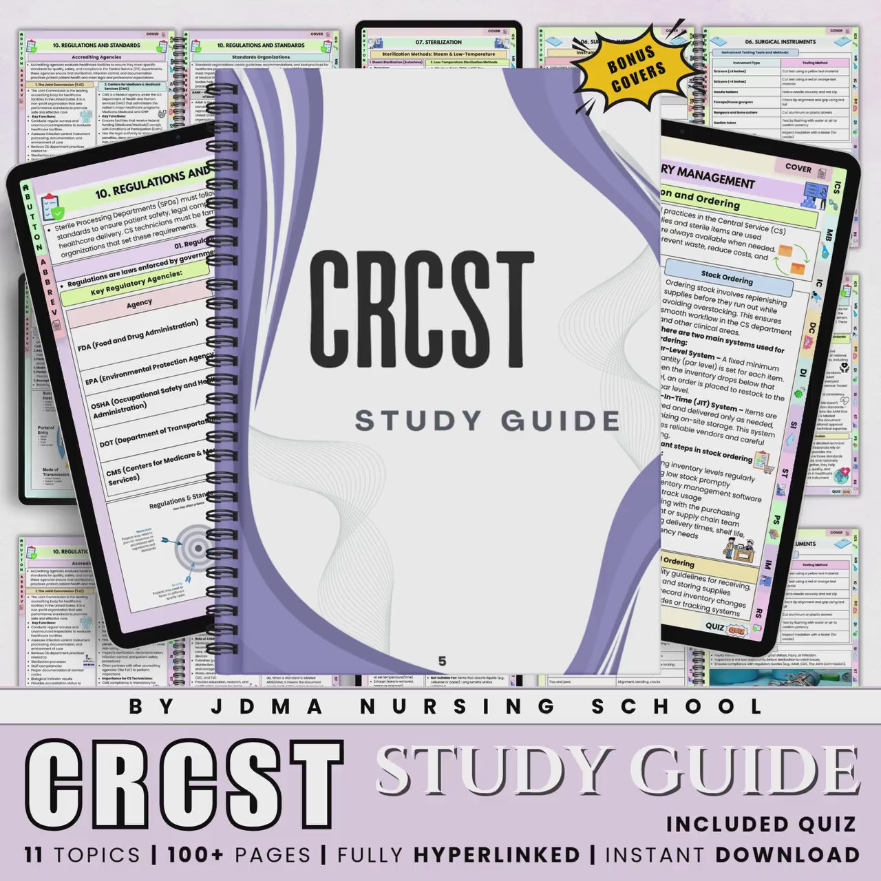 100+ CRCST Study Guide Fully Hyperlinked, Included Quizzes, Sterile Processing Tech, Surgical Tech Study, Digital Download