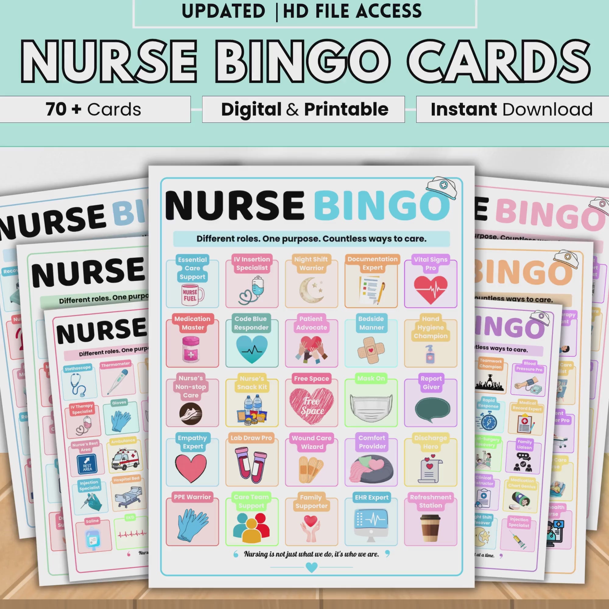 Nurse Bingo Game for Nursing Students | 87 Pages Printable Nursing Bingo | Healthcare Classroom Activity | Instant Download PDF