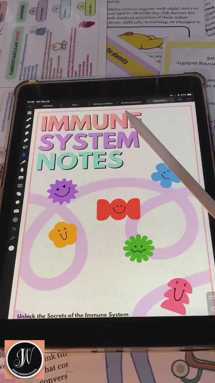 Immune System Notes Hyperlinked with Flashcards or Stickers | Nursing School Notes | Nursing Study Guide | Exam Prep Notes
