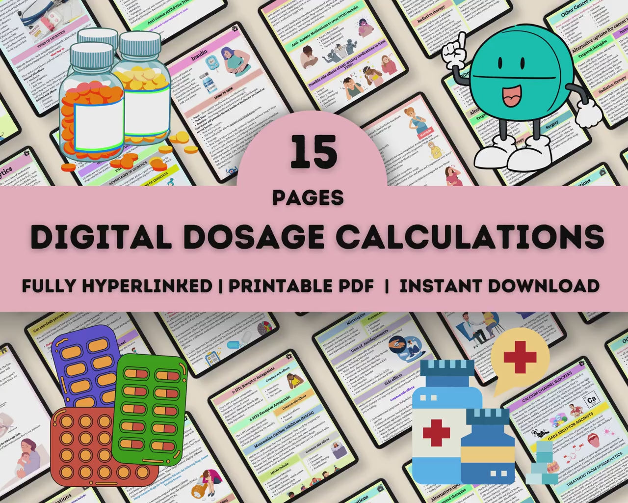 Nursing Dosage Calculation 15Pages fully Hyperlinked | Med Calculation | Medication Dosage | Dosage Calculation | Calculation Nurse