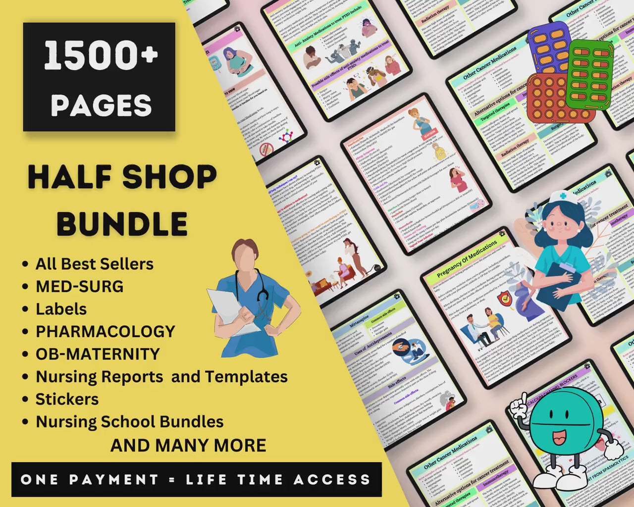 Mega Bundle Hlalf Shop 1500+ Pages | Mega Bundle | Entire shop bundle for Life Time Access | Nursing Bundle | All best Seller Included