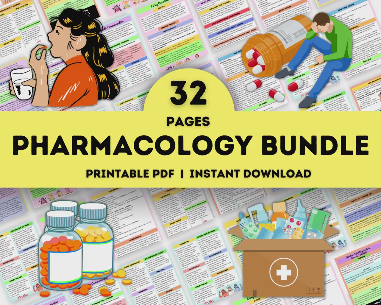 Pharmacology Bundle | Nursing School Notes | Pharmacology Notes Printable 32 pages | Nurse Report Sheet | Medication Guide