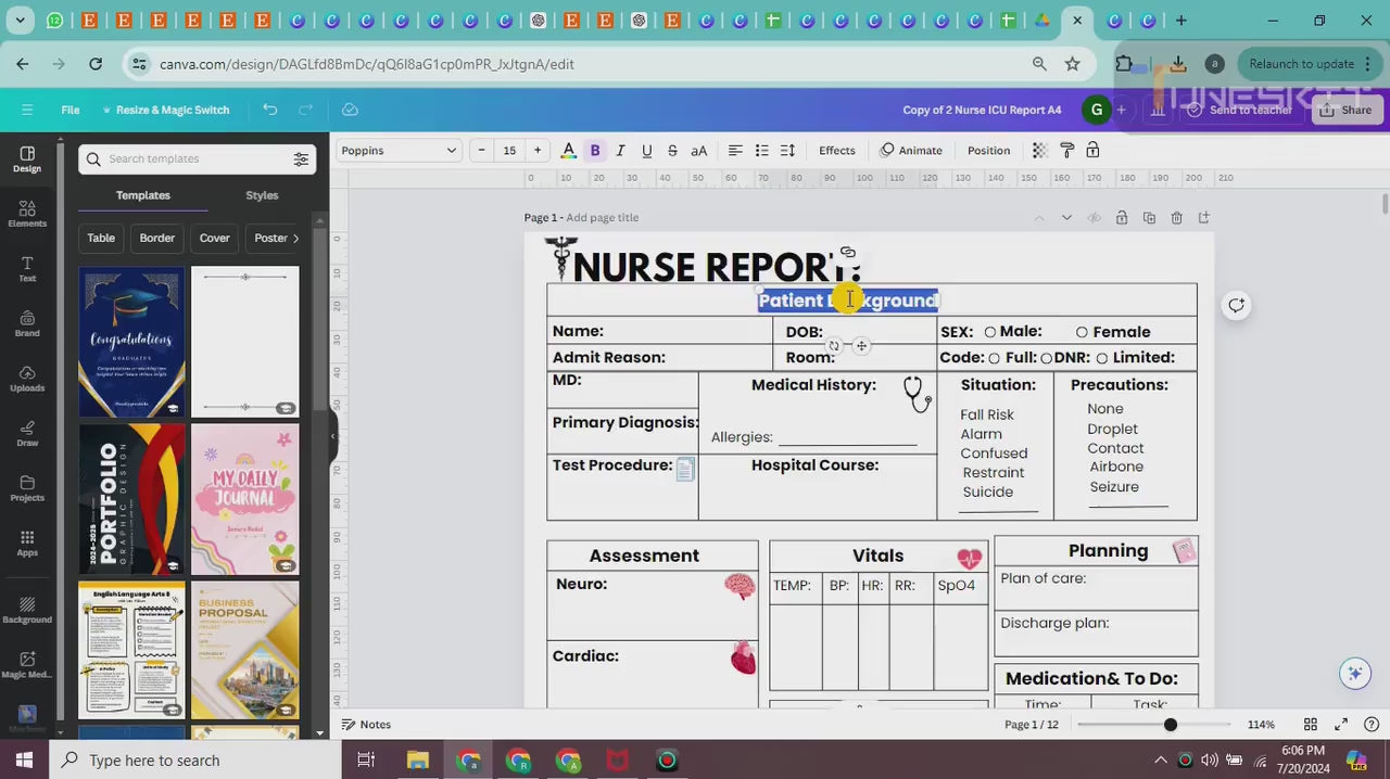 ICU Nurse Report Sheet | ICU Nurse Handoff Sheet | Editable & Printable | Study Guide | 5 Different Colors | Instant Download Sheets