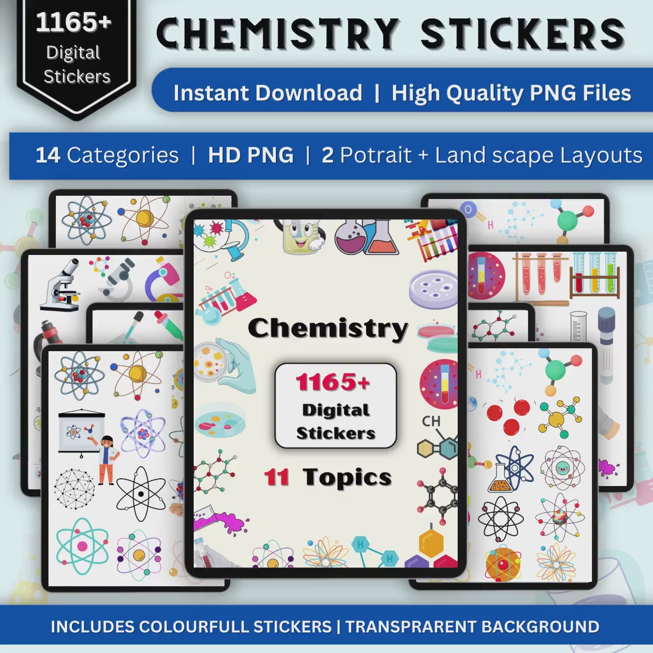 Chemistry Science Digital Stickers | Chemistry Stickers | Digital Chemistry | PNG File Stickers | Instant Download | High Quality PNG