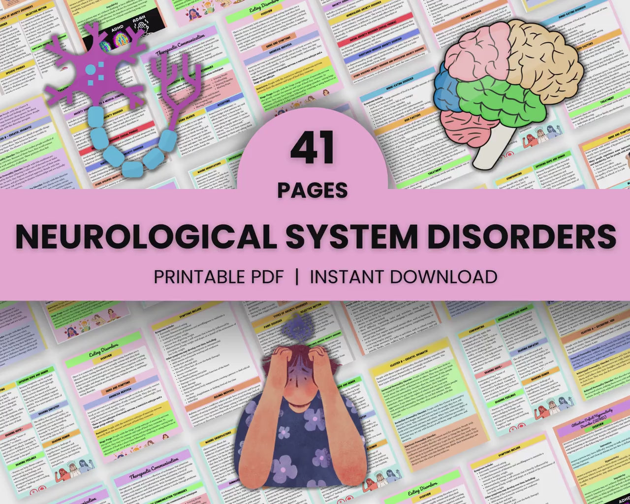 Neurological System | Neuro Bundle Notes | Med Surg Notes | Pritnable Notes 41 pages | Instant Download | Nursing Study Guide | Digital Note