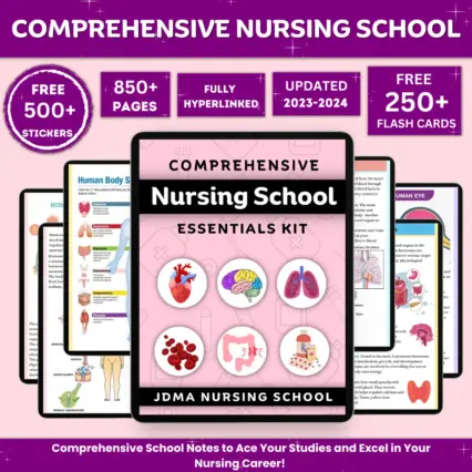 Comprehensive nursing school bundle for students with study guides