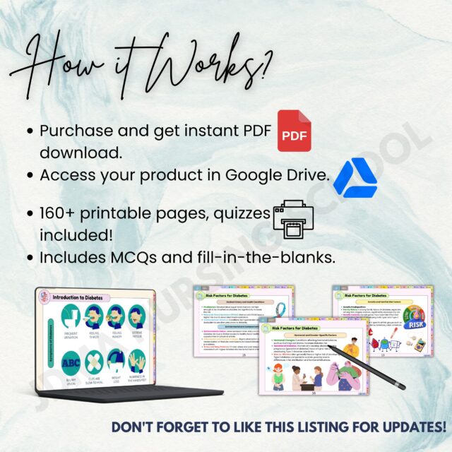 Diabete Flashcard Bundle with Quiz | UPDATED 2025-26 | Nursing Study Notes | Medication Guide | Insulin Guide | Hyperlinked Pages | 21Topics - Image 10