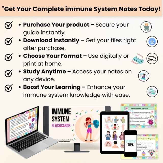 Immune System Flashcards Hyperlinked with Stickers | Nursing Study Card | Medical Flashcards | Biology Study Aid | Immune System Study Guide - Image 14