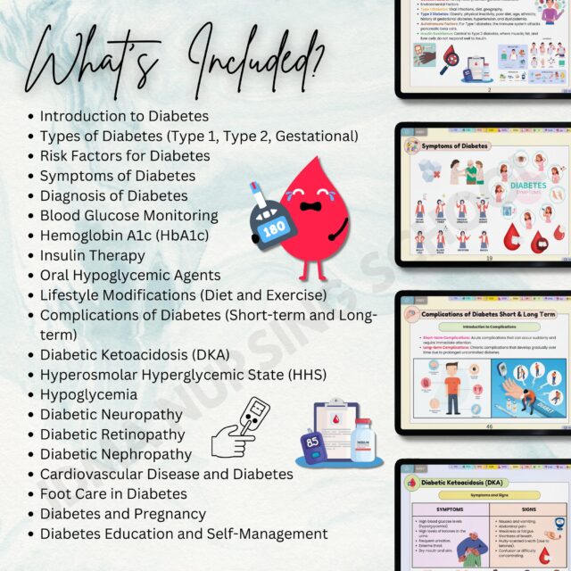 Diabete Flashcard Bundle with Quiz | UPDATED 2025-26 | Nursing Study Notes | Medication Guide | Insulin Guide | Hyperlinked Pages | 21Topics - Image 2